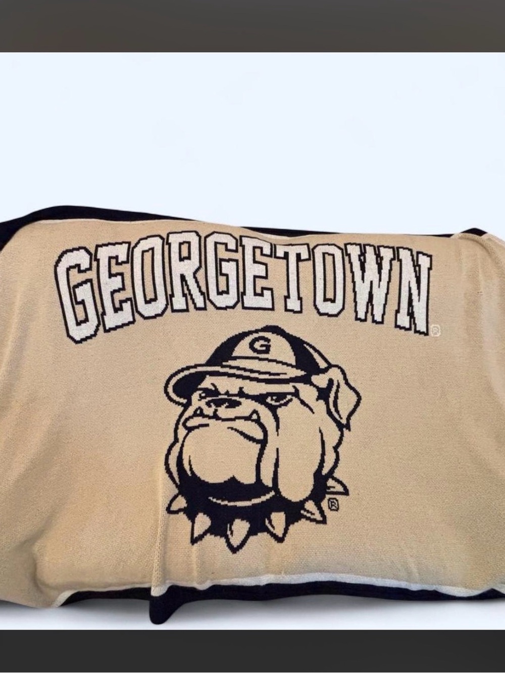 Georgetown Bulldog Logo Throw Blanket in Tan and Black